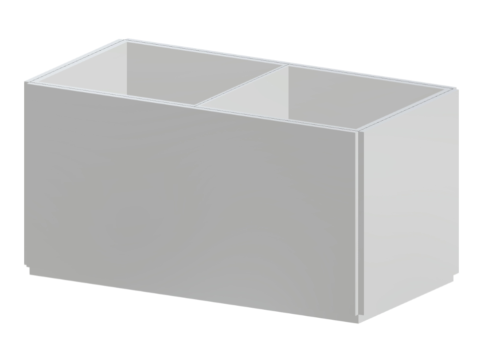 Betonová nádrž navržená parametricky pomocí ploch, prezentující detailní konstrukční a statické řešení.