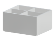 Parametrické betonové koš vytvořené pomocí definovaných ploch v 3D modelovacím softwaru.