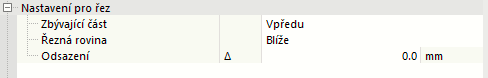 Další nastavení pro ořez plechu po prutech plechu