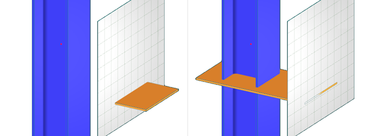 Zbývající část (pomocí pomocné roviny): Přední (vlevo), Zadní (vpravo)