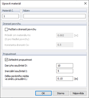 Parametry propustnosti v programu RWIND
