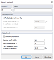Parametry propustnosti v programu RWIND