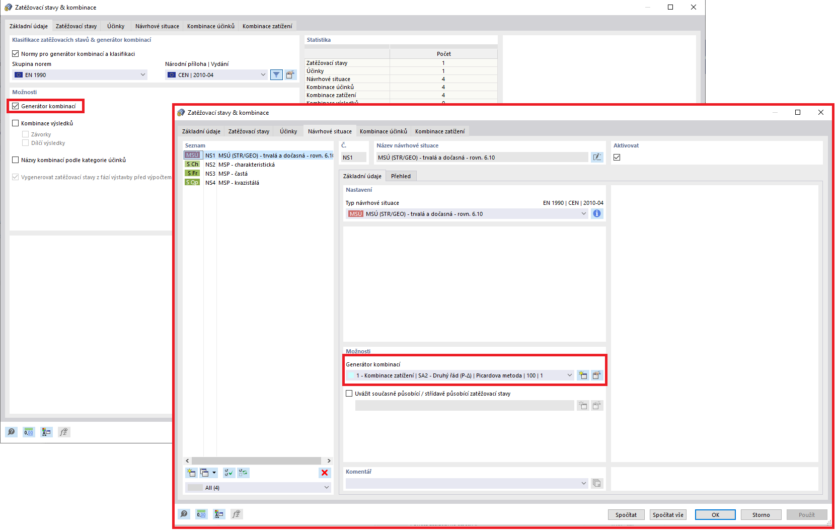 FAQ 005342 | Nevytvářejí se žádné automatické kombinace zatížení. Co mám dělat?