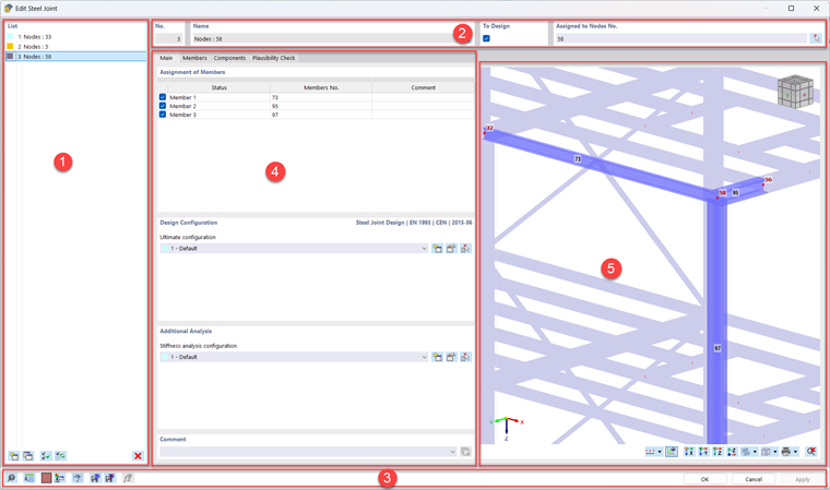 Dialog pro úpravy ocelového přípoje