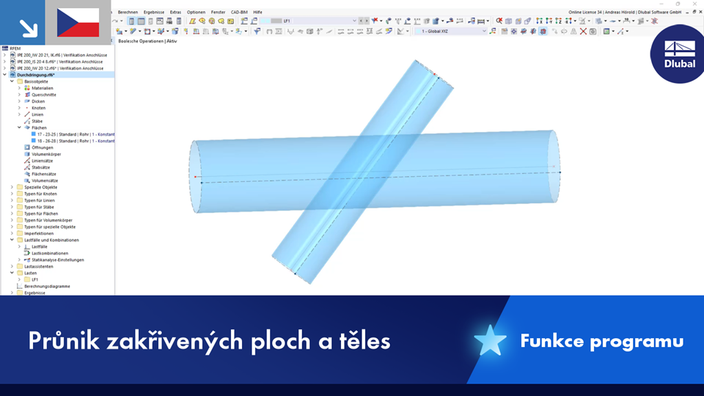 Intersektion gekrümmter Oberflächen mit volumetrischen Strukturen in einer statischen Analyseumgebung.
