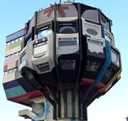 „Bierpinsel“ v Berlíně byl v té době brutalistickým uměleckým dílem pop-artu.