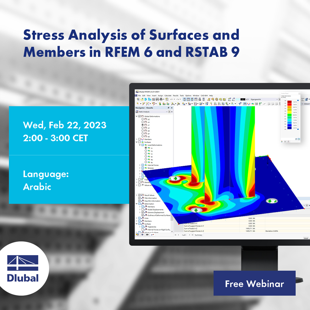 Analýza napětí na plochách a prutech v programech RFEM 6 a RSTAB 9