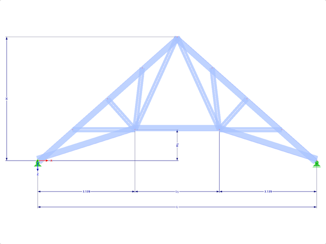Model 001782 | FT410 | Trojúhelníkový příhradový nosník s parametry