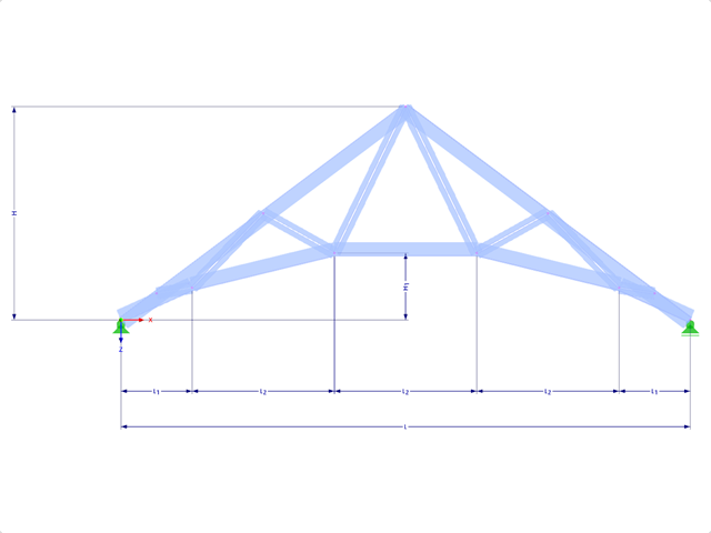 Model 001784 | FT415c-plg | Trojúhelníkový příhradový nosník s parametry