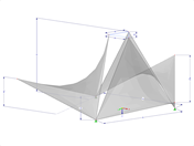 Model 002093 | SHH010 | Antiklastické skořepiny | Jednoduché "Hypar" plochy s rovnými hranami | Tři "Hypar" plochy s parametry