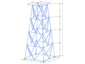 Model 002095 | TSR051 | Příhradový stožár | Obdélníkový půdorys | K-diagonály nahoře a horizontály s parametry