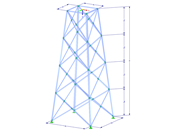 Model 002115 | TSR034-b | Příhradový stožár | Obdélníkový půdorys | X-diagonály (propojené, rovné) s parametry