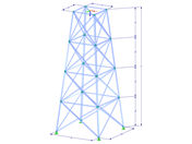 Model 002116 | TSR035-a | Příhradový stožár | Obdélníkový půdorys | X-diagonály (nepropojené) a horizontály s parametry