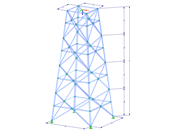 Model 002119 | TSR036 | Příhradový stožár | Obdélníkový půdorys | X-diagonály (přímé) & diagonály s parametry