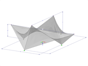 Model 002120 | SHH041-b | Antiklastické skořepiny | Systémy definování prostoru s rovnými "Hypar" plochami | Pět "Hypar" ploch nad obdélníkovým půdorysem s parametry