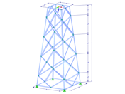Model 002136 | TSR038-b | Příhradový stožár | Obdélníkový půdorys | Kosočtvercové diagonály (propojené, rovné) s parametry
