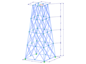 Model 002196 | TSR063-a | Příhradový stožár | Obdélníkový půdorys | K-diagonály nahoře & dole (nepropojené) & horizontály s parametry