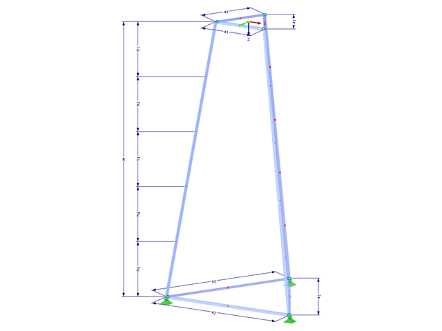 Model 002312 | TST001 | Příhradový stožár | Trojúhelníkový půdorys s parametry
