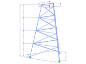 Model 002313 | TST002-a | Příhradový stožár | Trojúhelníkový půdorys | Diagonály nahoru & horizontály s parametry