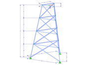 Model 002314 | TST002-b | Příhradový stožár | Trojúhelníkový půdorys | Diagonály dolů & horizontály s parametry