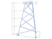 Model 002316 | TST012-b | Příhradový stožár | Trojúhelníkový půdorys | K-diagonály vlevo s parametry