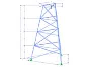 Model 002318 | TST013-b | Příhradový stožár | Trojúhelníkový půdorys | K-diagonály vlevo & horizontály s parametry