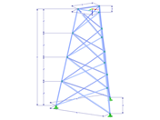 Model 002334 | TST034-a | Příhradový stožár | Trojúhelníkový půdorys | X-diagonály (nepropojené) s parametry
