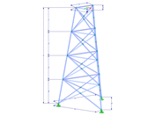 Model 002337 | TST035-b | Příhradový stožár | Trojúhelníkový půdorys | X-diagonály (propojené) a horizontály s parametry
