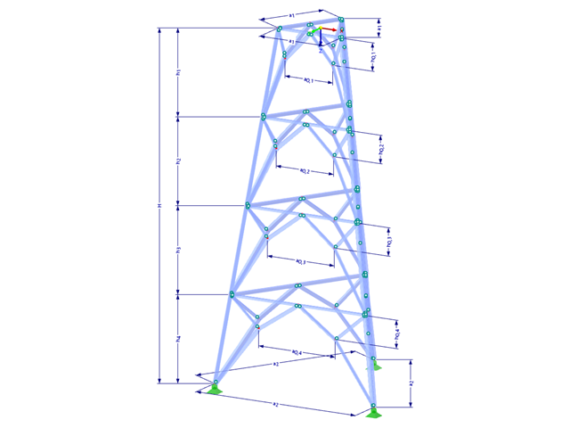 Model 002369 | TST052-b | Příhradový stožár | Trojúhelníkový půdorys s parametry