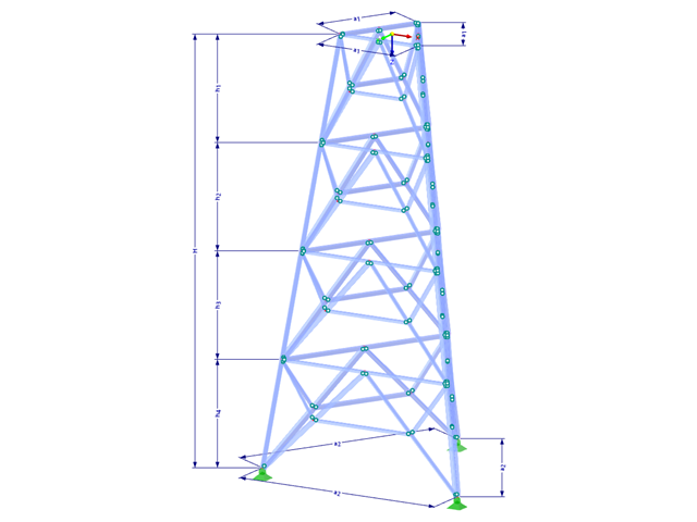 Model 002370 | TST053-a | Příhradový stožár | Trojúhelníkový půdorys s parametry