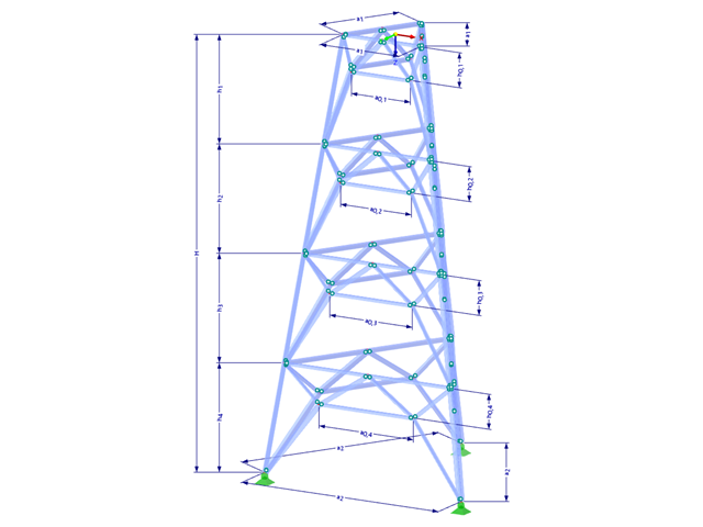 Model 002372 | TST053-b | Příhradový stožár | Trojúhelníkový půdorys s parametry