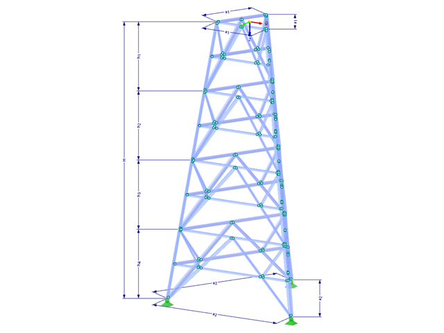 Model 002373 | TST054-a | Příhradový stožár | Trojúhelníkový půdorys s parametry