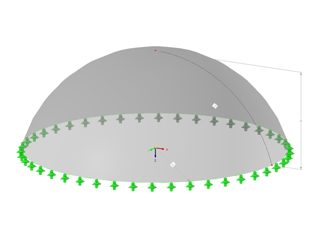 Model 003084 | SHD002 | Segmentová kupole na kruhové stěně s parametry