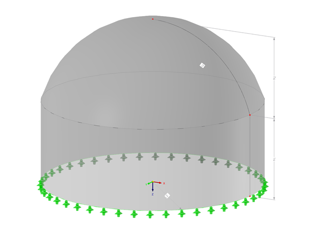Model 003088 | SHD003 | Segmentová kupole na kruhové stěně s parametry