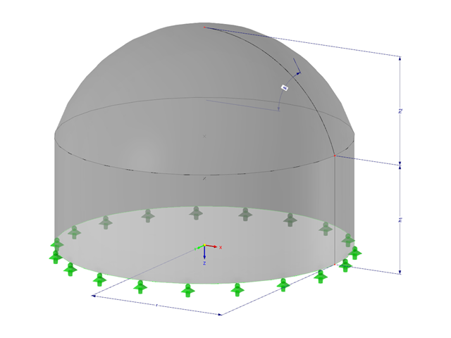 Model 003172 | SHD003-a | Segmentová kupole na kruhové stěně s parametry