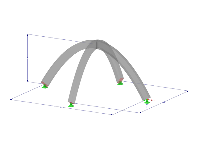 Model 003210 | ARS001p | Obloukový nosník | Protínající | Parabolický s parametry