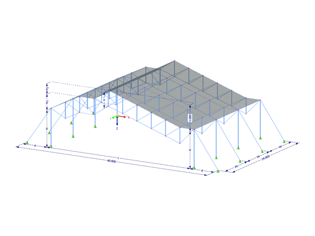 Model 003510 | FCT002 | Systémy plochých vazníků v paralelním pole s parametry