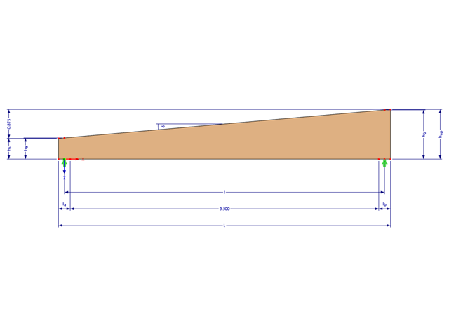 Model 003606 | GLBB0201 | Lepený lamelový nosník | Pultová střecha | Asymetrický s parametry