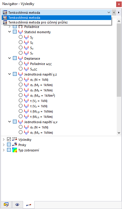 Výběr v navigátoru Výsledky