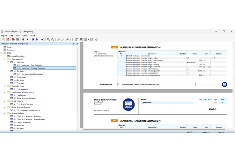 Odhad emisí materiálů v tiskovém protokolu