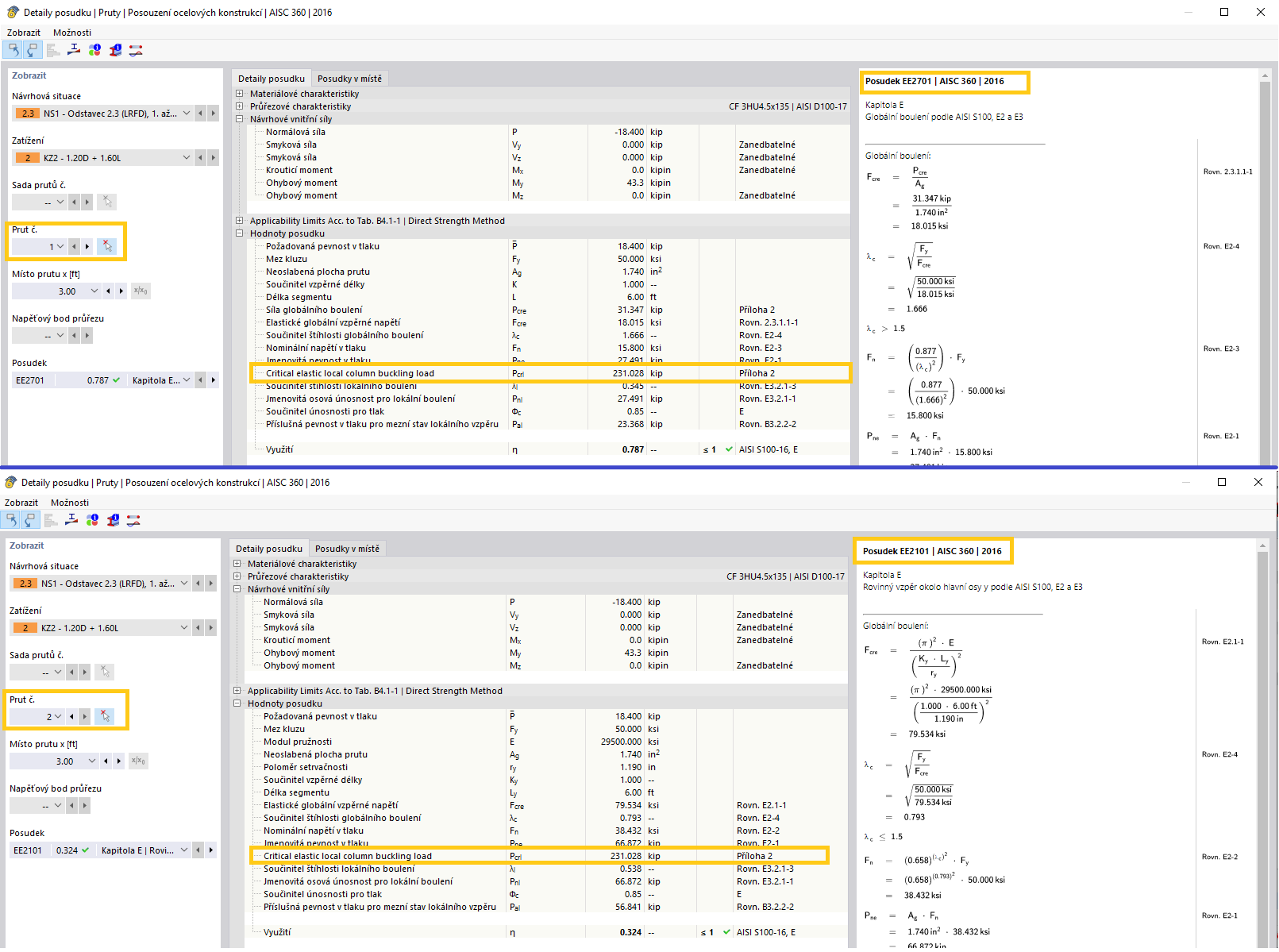 KB 001809 | Posouzení oceli tvarované za studena podle AISI v programu RFEM 6
