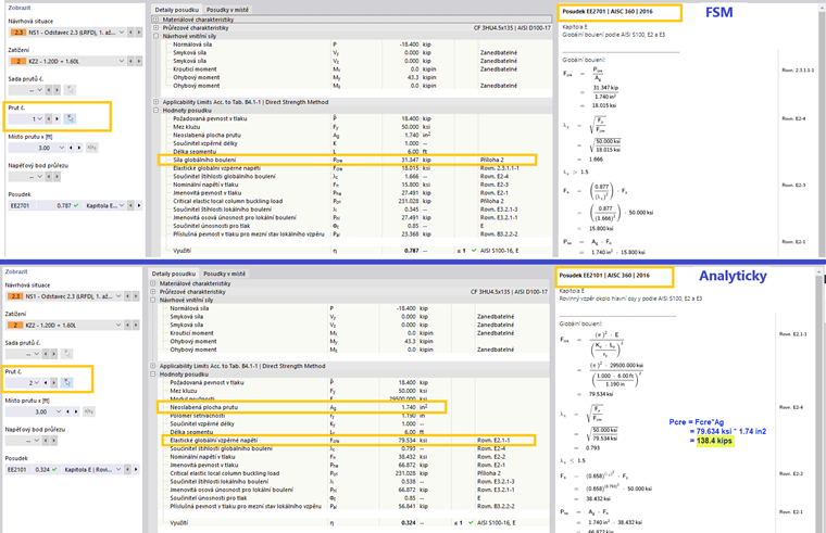 KB 001809 | Posouzení oceli tvarované za studena podle AISI v programu RFEM 6