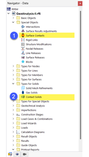 Kontakty v navigátoru v programu RFEM 6