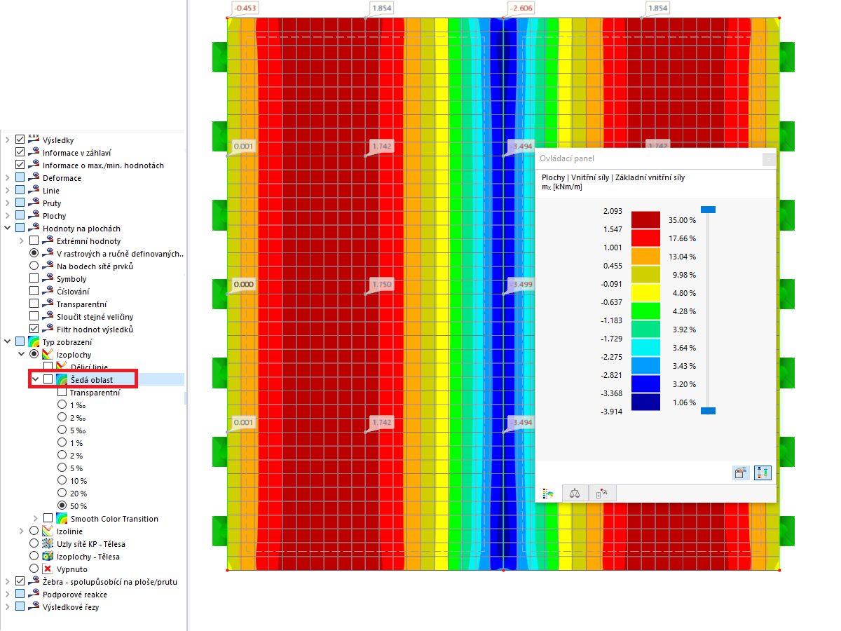 FAQ 005354 | Chci skrýt výsledky na plochách pro určitou oblast okolo nulové hodnoty. Jak to mohu v programu RFEM 6 elegantně vyřešit?
