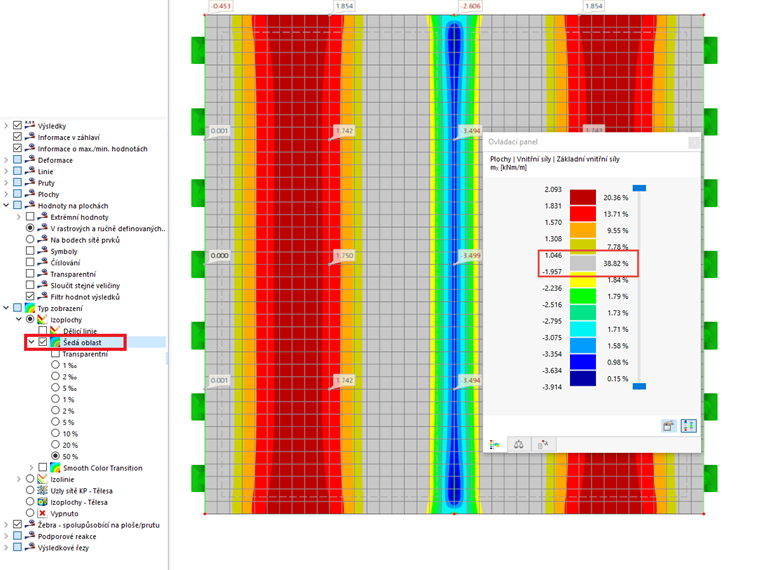 FAQ 005354 | Chci skrýt výsledky na plochách pro určitou oblast okolo nulové hodnoty. Jak to mohu v programu RFEM 6 elegantně vyřešit?