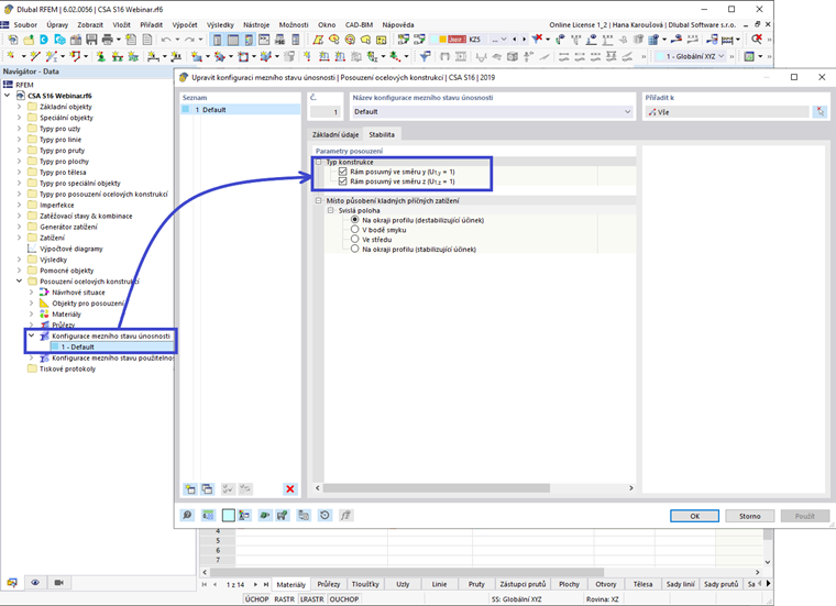 Parametry posouzení