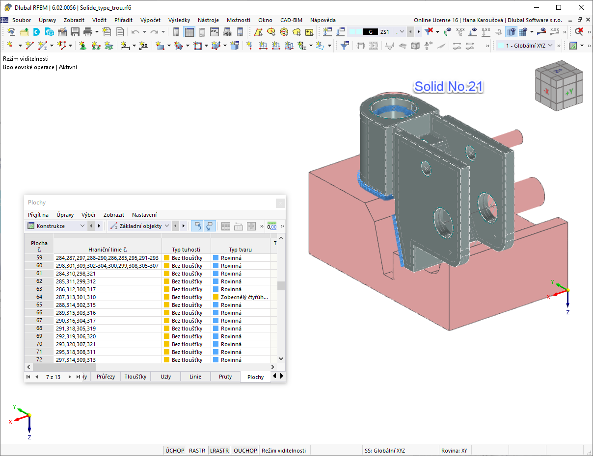 Plochy s typem tuhosti „Bez tloušťky“