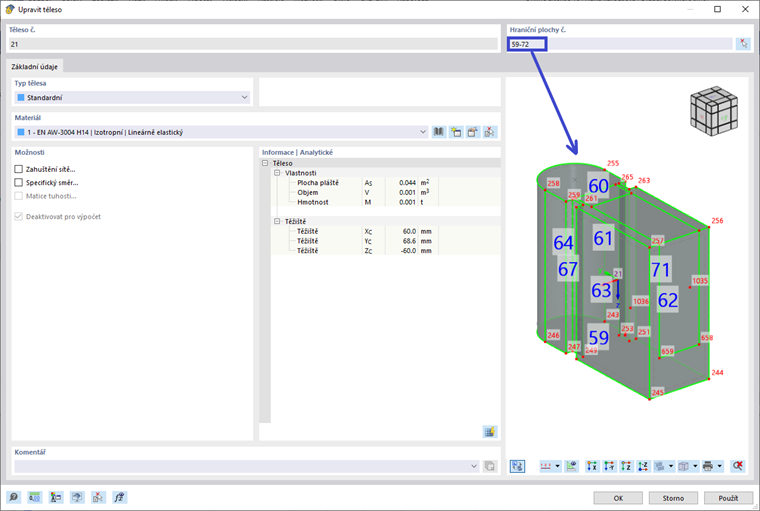 Mezní plochy tělesa č. 21