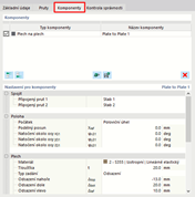 Záložka Komponenty