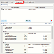 Záložka Komponenty